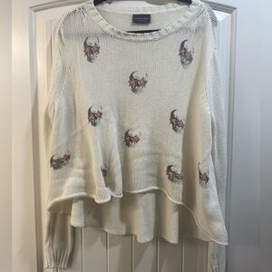 Wooden Ships Cream Sweater with Skulls